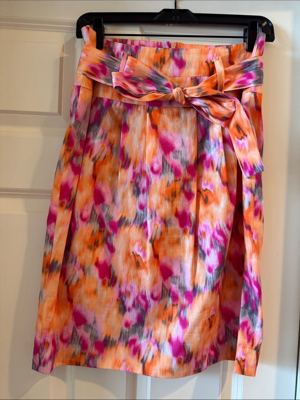 Women’s Vibrant Orange-Pink Printed Tie-Waist Skirt